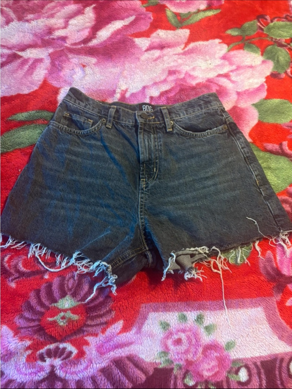 BDG Black Washed Frayed High-Rise Denim Shorts